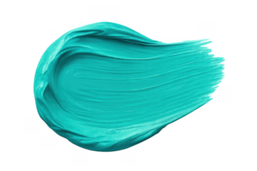 Vibrant turquoise acrylic brushstroke with transparent background
