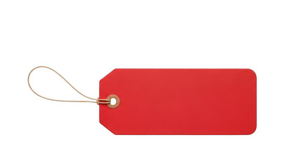 Bright red tag with golden string attachment