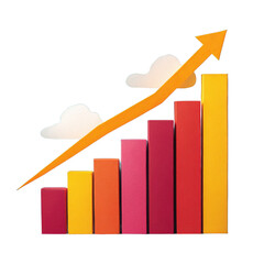 Growth arrow chart success business isolated on transparent background