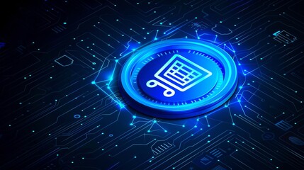 Futuristic digital shopping interface showcasing e commerce technology in a global network