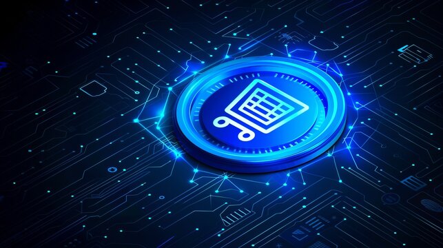 Futuristic digital shopping interface showcasing e commerce technology in a global network - Powered by Adobe