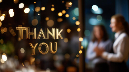 Black thank you note card image gold text clean decorated room backdrop ready express thanks employees positive difference gratitude display defocused interior background