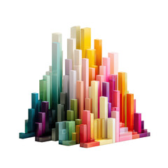 Colorful 3d block pyramid structure isolated on transparent background