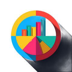 Colorful pie chart business data visualization isolated on transparent background