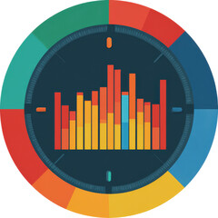 Colorful data chart analysis visualization isolated on transparent background