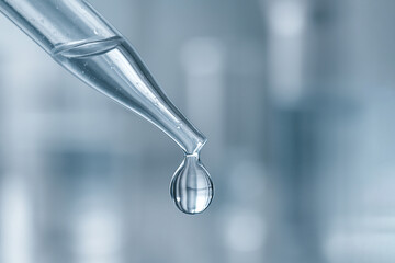 Pharmaceutical research pipette droplet in a clean clinical environment, high-tech scientific visual ideal for medical, biotechnology  and pharmaceutical project