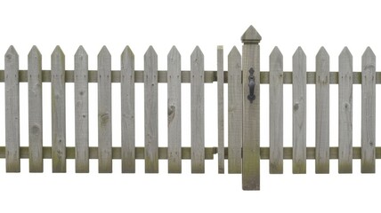 Fototapeta premium Weathered wooden picket fence with gate