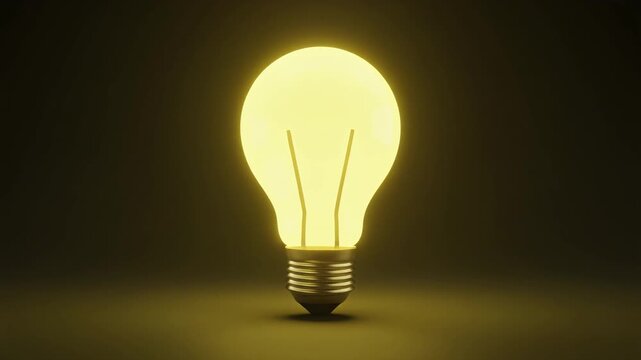 Brightly glowing incandescent light bulb with visible filament on a dark background illumination