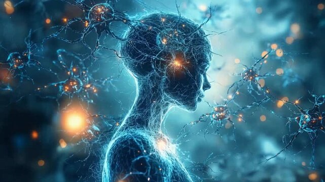 neuronal female brain activity blue concept rotation video