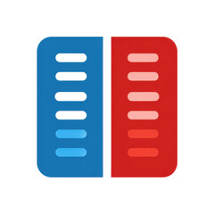 Colorful vertical lines divider blue red isolated on transparent background