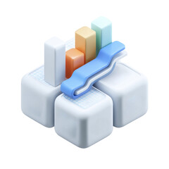 3d business chart data analysis visualization isolated on transparent background