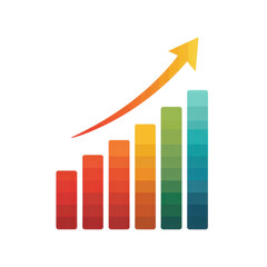 Growth success business chart arrow up isolated on transparent background