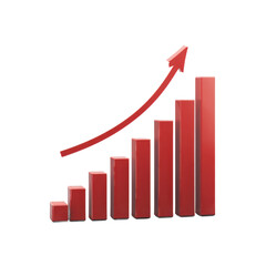 Growth success chart business increase isolated on transparent background