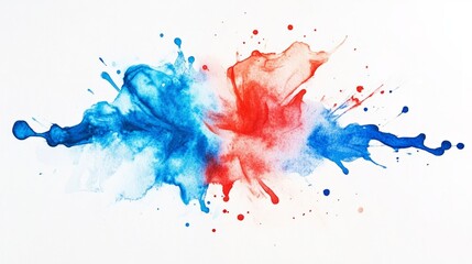 splash of watercolor paint mixing blue and red on paper generative ai