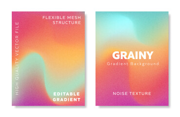 Grainy gradient background set in Letter size, featuring flexible mesh structure and noise texture in vector file with bright orange, magenta, and teal gradients, perfect for marketing materials © Plexel