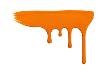 Orange paint brush stroke dripping liquid texture