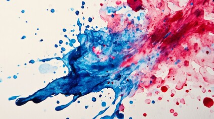 splash of watercolor paint mixing blue and red on paper generative ai
