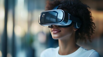 young businessman using a virtual reality headset at a meeting generative ai