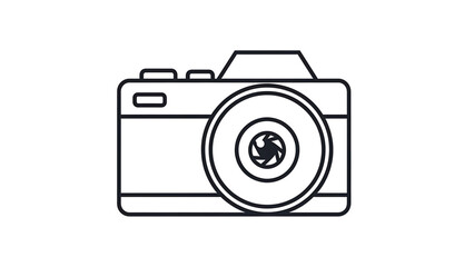 A minimalist vector graphic illustration of a camera icon in flat design style