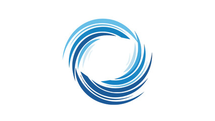 Blue Abstract Spiral Swirl Logo Element on Isolated White Background