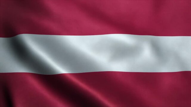 The Latvian flag with its distinctive red and white stripes waving in the wind Latvia flag national flag