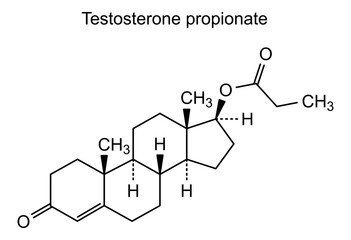 Obraz premium Testosterone propionate, chemical structure of testosterone propionate, drug substance