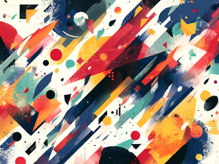 Abstract colorful illustration featuring dynamic shapes and patterns in vibrant hues, creating a sense of movement and energy, ideal for modern design projects and creative backgrounds
