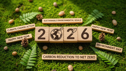 Environmentally themed New Year celebration with focus on sustainability and climate goals.