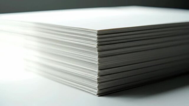 A thick stack of white paper rests on a clean surface. The clean pages symbolize potential and new beginnings.