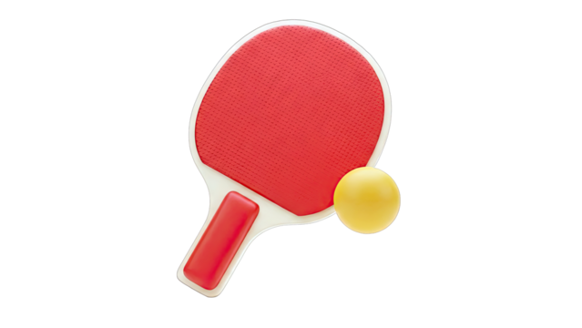 Red Ping Pong Paddle and Yellow Ball - Powered by Adobe