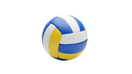 Volleyball with Blue, White, and Yellow Panels