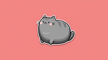 A cute cartoon cat with a pink background and a smiling face