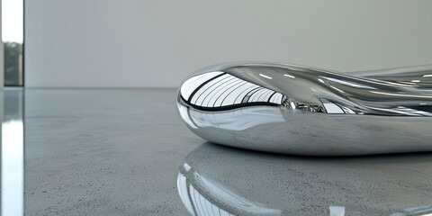Close-up shot of chrome puddle mirror with fluid wave-like distortions  