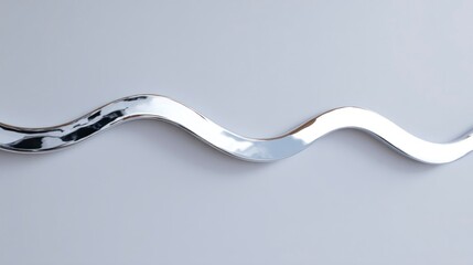 Close-up shot of puddle-shaped mirror on light wall with chrome surface and gentle wave distortions, concept of Liquid mirrors  