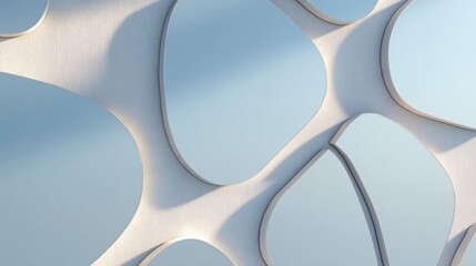 Organic shapes of blob mirrors creating rhythmic sculptural effect  