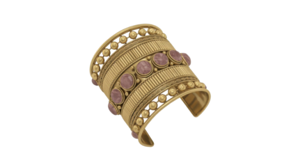 Gold cuff bracelet with gemstones