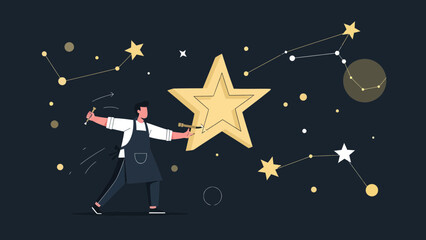Crafting Excellence A Celestial Artisan Sculpting Dreams Under A Starry Sky