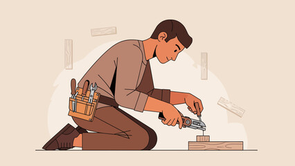 Craftsman Creates Furniture In The Workshop With Hand Tools And Raw Material