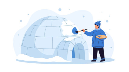 Creating A Colorful Igloo An Artistic Winter Scene In Blue Tones