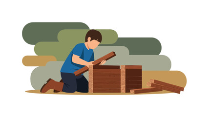 Creative Boy Building Wooden Box Handmade Hobby Project Skill Development