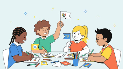 Creative Children Expressing Themselves Through Art And Design During An Educational Activity