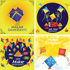 Makar Sankranti Kite Festival Design set