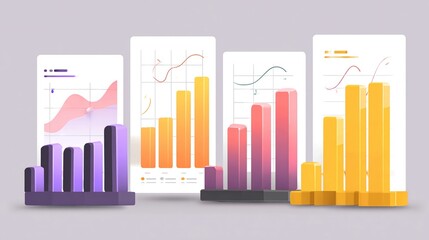 Vibrant business analytics dashboard with colorful graphs and charts