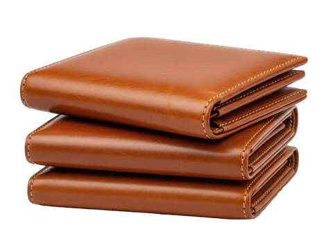 Stack of brown leather wallets
