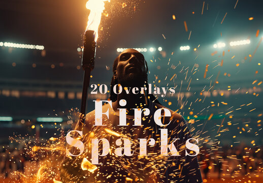 Set Of 20 Glowing Ember Fire Sparks Overlays.