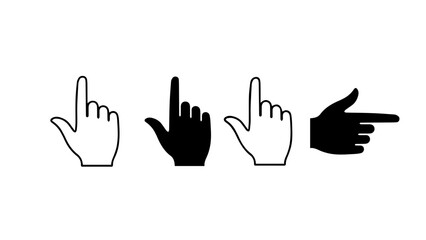 Three fingers pointing in different directions isolated on white background, Vector