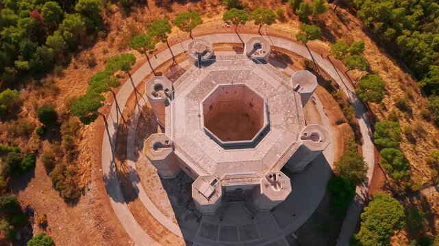 Aerial View of Castel del Monte Medieval Castle in Italy