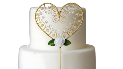 Valentine's day heart shaped cake topper on isolated on transparent background