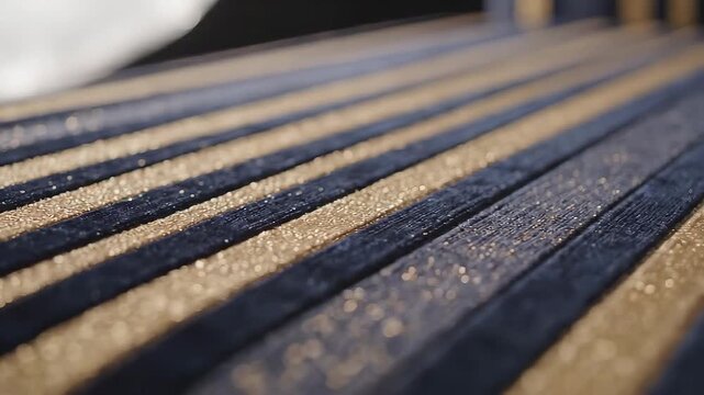 Closeup of a skateboard deck with textured grip tape and wood grain.