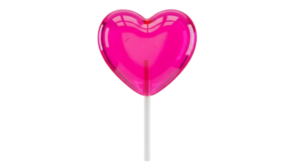 Valentine's day pink heart lollipop isolated on transparent background